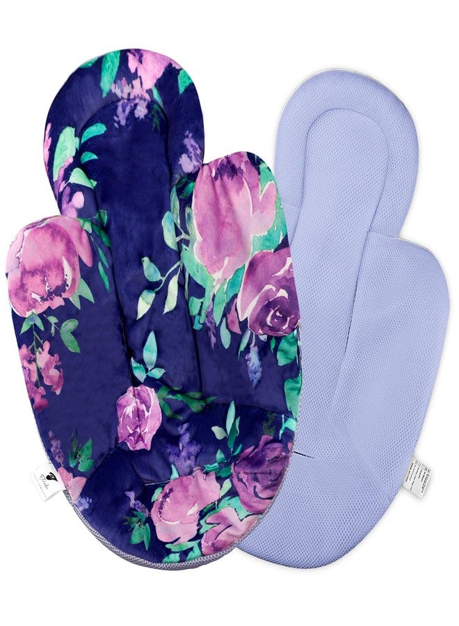 TANOFAR Infant Insert, Newborn Head & Body Support Insert Cushion for Newborn to Toddler, Compatible with 4Moms MamaRoo and RockaRoo Swing, Reversible Design, Soft Breathable, Purple Flower - Image 1